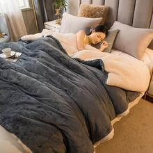 Load image into Gallery viewer, Solid Color Sherpa Blanket, Reversible Plush Duvet Cover