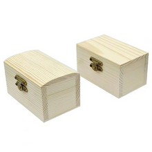 Load image into Gallery viewer, DIY Pine Wood Treasure Chest Box with Hinged Lid and Locking Clasp