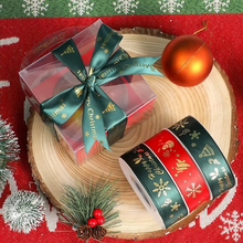 Load image into Gallery viewer, Christmas Printed Polyester Ribbon for Handmade Decoration and Gift Wrapping, 15ft x 1in
