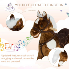 Load image into Gallery viewer, Plush Ride-On Rocking Horse Chair with Music for Kids – Dark Brown
