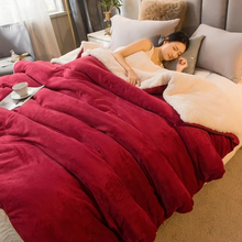 Load image into Gallery viewer, Solid Color Sherpa Blanket, Reversible Plush Duvet Cover
