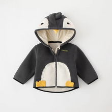 Load image into Gallery viewer, Cozy Winter Fleece Hooded Jacket for Kids with Cartoon Dinosaur Design