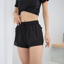 Load image into Gallery viewer, Women's High-Performance Yoga Running Shorts with Drawstring Waist and Mesh Pockets