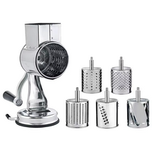 Load image into Gallery viewer, Rotary Vegetable Grater with 5 Stainless Steel Blades, Suction Cup Base, Dishwasher Safe