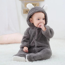 Load image into Gallery viewer, Cozy Fleece Newborn Baby Animal-Themed Winter Romper