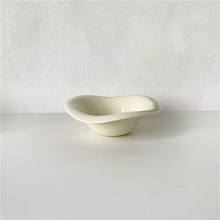 Load image into Gallery viewer, Cream Ceramic Dessert and Salad Bowl, Korean Inspired Saucer Style
