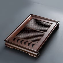 Load image into Gallery viewer, Carbonized Bamboo Rectangular Tea Tray with Drainage for Traditional Tea Ceremony
