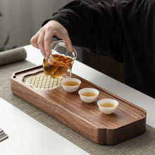 Load image into Gallery viewer, Luxury Walnut Wood Tea Tray with Drainage for Modern Home Tea Brewing