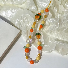 Load image into Gallery viewer, Cute 3D Orange Persimmon Beaded Phone Chain Charm