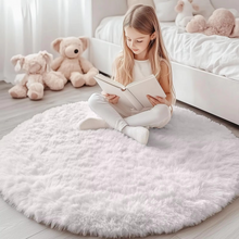 Load image into Gallery viewer, Round Shaggy Fluffy Area Rug for Bedroom or Living Room – Non-Slip, Machine Washable