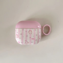 Load image into Gallery viewer, Sweet Pink Stripe Flower Rabbit Earphone Case with Pendant for AirPods