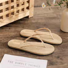 Load image into Gallery viewer, Women's Linen Indoor & Beach Slide Slippers – Breathable Comfort Flats