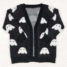 Load image into Gallery viewer, Girls Halloween Black Ghost Long Sleeve Sweater