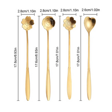 Load image into Gallery viewer, 4 Piece Stainless Steel Flower Teaspoon and Dessert Spoon Set