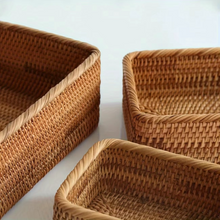 Load image into Gallery viewer, Natural Rattan Storage Basket Light Brown Home Organizer for Bathroom Kitchen and Living Room