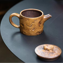Load image into Gallery viewer, Handmade Yixing Purple Clay Teapot with Auspicious Beast Design 9.5 fl oz