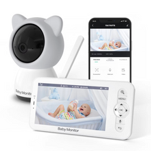 Load image into Gallery viewer, Smart WiFi Baby Monitor with 5 Inch HD Screen and Mobile App Control