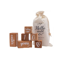 Load image into Gallery viewer, Engraved Beech Wood Baby Milestone Block Set
