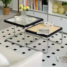 Load image into Gallery viewer, Retro Rattan Coffee Table with Glass Top for Living Room