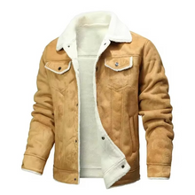Load image into Gallery viewer, Mens Suede Finish Winter Coat with Thick Fleece Lining and Turn Down Collar