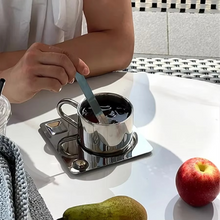 Load image into Gallery viewer, Minimalist Nordic 3 Piece Stainless Steel Mug Set with Saucer and Spoon