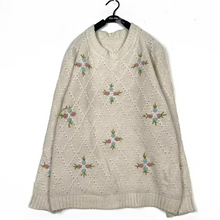 Load image into Gallery viewer, Vintage Japanese 3D Floral Embroidered Soft Knit Sweater