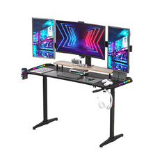 Load image into Gallery viewer, Adjustable Height Gaming Desk, Computer Standing Desk with RGB LED Lights, Black