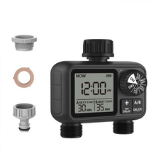 Load image into Gallery viewer, Digital 2-Outlet Water Timer with Dual Zone Control and Adjustable Sprinkler Programming