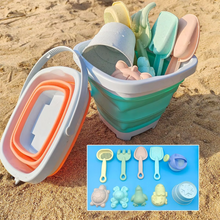 Load image into Gallery viewer, Kids Beach Sand and Water Play Set - Foldable Bucket and Accessories (1, 5, or 11 Piece Set, Random Color)