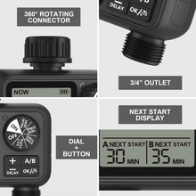 Load image into Gallery viewer, Digital 2-Outlet Water Timer with Dual Zone Control and Adjustable Sprinkler Programming