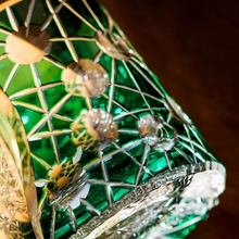 Load image into Gallery viewer, Hand Cut Edo Kiriko Green Crystal Whiskey and Wine Glass
