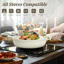Load image into Gallery viewer, 17 Piece Nonstick Cookware Set with Detachable Handle for Induction and Gas Stovetops