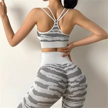 Load image into Gallery viewer, Women’s Tiger Pad Yoga and Fitness Set with High Waist Leggings and Supportive Sports Bra