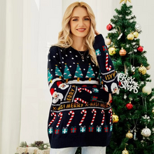 Load image into Gallery viewer, Cozy Tree Knit Sweater for Women, Winter Pullover with Snowman Design