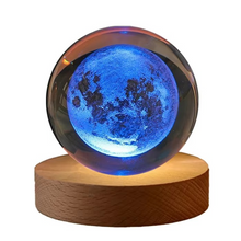 Load image into Gallery viewer, 2.36 in RGB Crystal Ball Night Light with Milky Way and Moon - Cosmos-Inspired Bedside Decoration