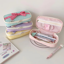 Load image into Gallery viewer, Minimalist Korean Fabric Pencil Case with Bowknot Design
