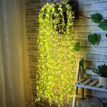 Load image into Gallery viewer, Decorative Willow Curtain String Lights with Imitation Leaves and Wrought Iron Basket