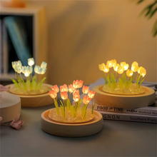 Load image into Gallery viewer, Handmade Artificial Tulip LED Night Light Bedside Table Lamp for Bedroom and Gift Decor