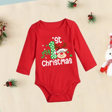 Load image into Gallery viewer, My First Christmas Red Cotton Baby Romper Long Sleeve Holiday Bodysuit