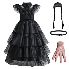 Load image into Gallery viewer, Girls Gothic Layered Cake Gown with Mesh Panel Details and Decorative Pattern All Vera Mart
