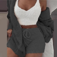 Load image into Gallery viewer, Women's Cozy Winter Pajama Set with Long Sleeve Crop Top and Pants