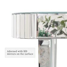 Load image into Gallery viewer, Mirrored Console Table for Home Office, Oval Mirrored Vanity Desk Silver Finish