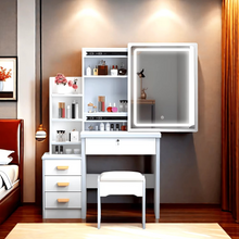 Load image into Gallery viewer, Elegant Bedroom Makeup Vanity with Integrated Storage for Small Spaces