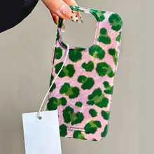 Load image into Gallery viewer, Vortex Pattern Color Block Phone Case with Pink and Green Leopard Design