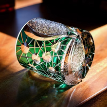 Load image into Gallery viewer, Hand Cut Edo Kiriko Green Crystal Whiskey and Wine Glass