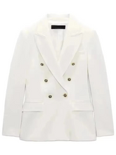 Load image into Gallery viewer, Women's V-Neck Slim Fit Blazer - Long Sleeve Button Jacket for Work, Meetings, and Elegant Everyday Wear