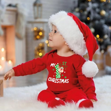 Load image into Gallery viewer, My First Christmas Red Cotton Baby Romper Long Sleeve Holiday Bodysuit