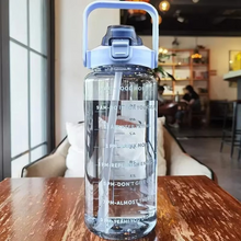 Load image into Gallery viewer, Large 68oz Sports Water Bottle with Straw and Time Marker for Gym and Outdoor Fitness