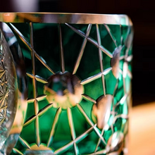 Load image into Gallery viewer, Hand Cut Edo Kiriko Green Crystal Whiskey and Wine Glass