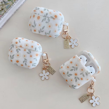 Load image into Gallery viewer, Floral Print Silicone Earphone Case with Keychain for Wireless Earbuds